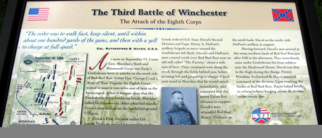 THE THIRD BATTLE OF WINCHESTER THE ATTACK OF THE EIGHT CORPS MEMORIAL PANEL