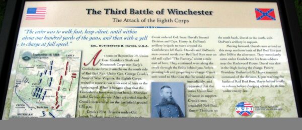 THE THIRD BATTLE OF WINCHESTER THE ATTACK OF THE EIGHT CORPS MEMORIAL PANEL