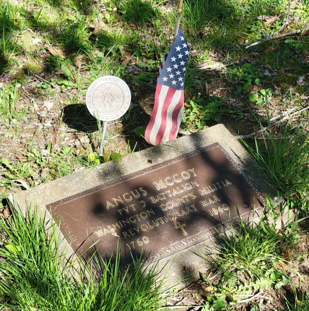 REVOLUTIONARY WAR SOLDIER ANGUS MCCOY MEMORIAL CEMETERY STONE