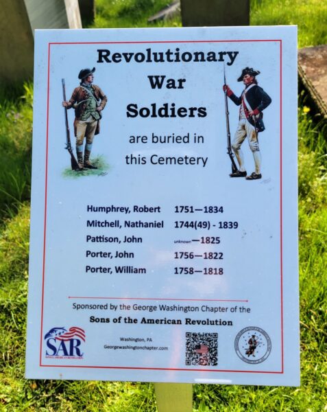 REVOLUTIONARY WAR SOLDIERS BURIED IN OLD WEST ALEXANDER CEMETERY MEMORIAL PLAQUE