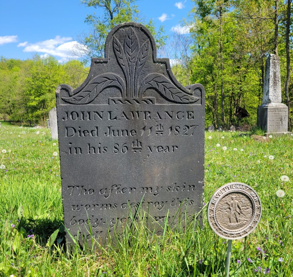 REVOLUTIONARY WAR SOLDIER JOHN LAWRENCE MEMORIAL CEMETERY STONE