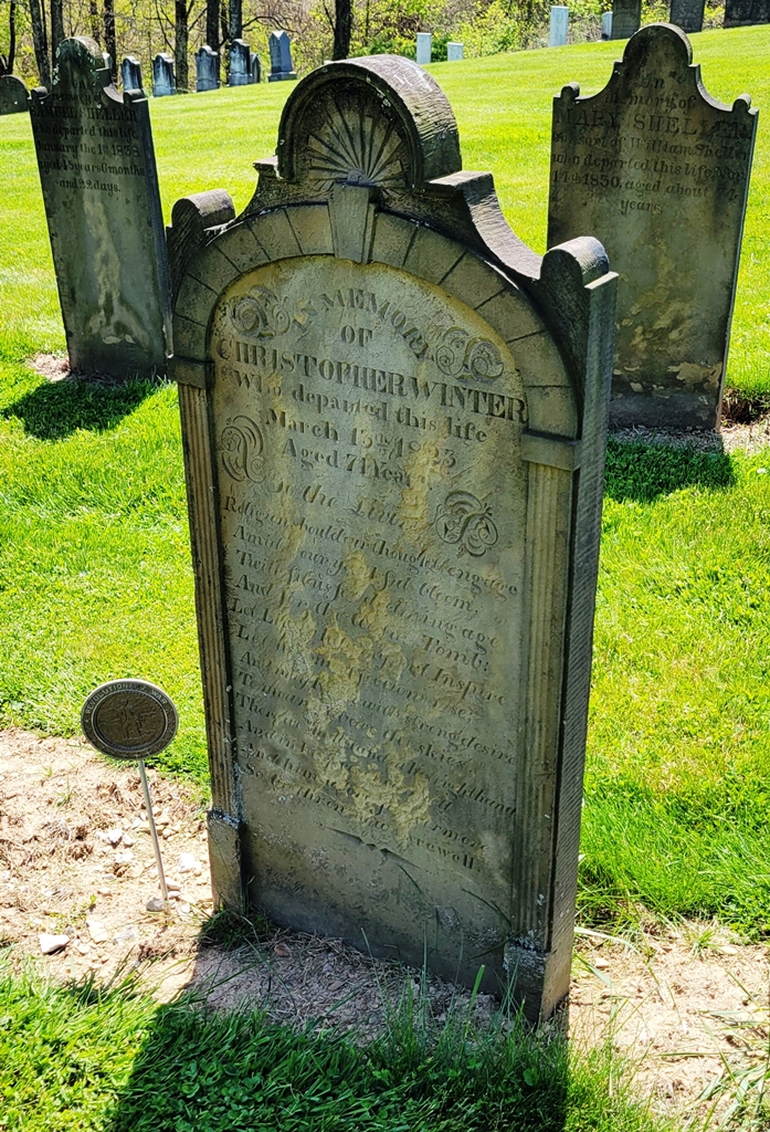 REVOLUTIONARY WAR SOLDIER CHRISTOPHER WINTER MEMORIAL CEMETERY STONE