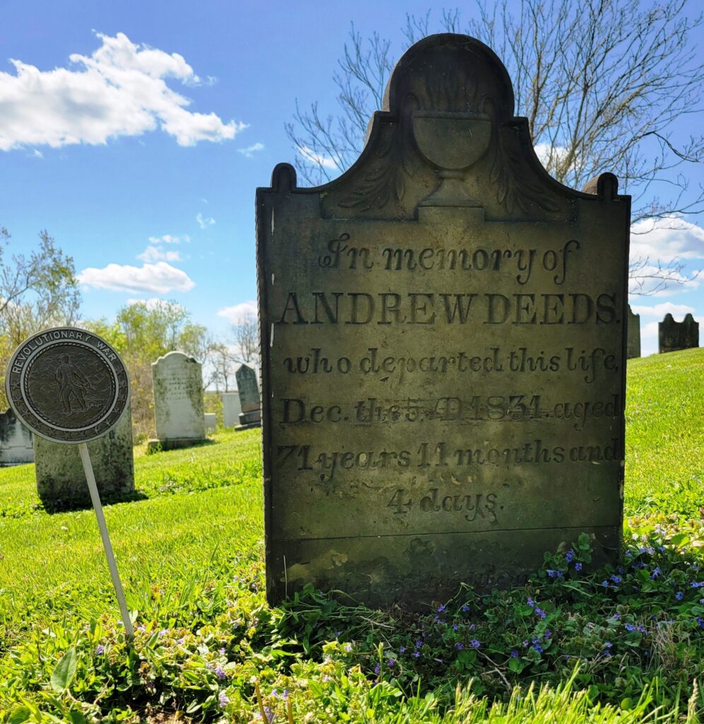 REVOLUTIONARY WAR SOLDIER ANDREW DEEDS MEMORIAL CEMETERY STONE