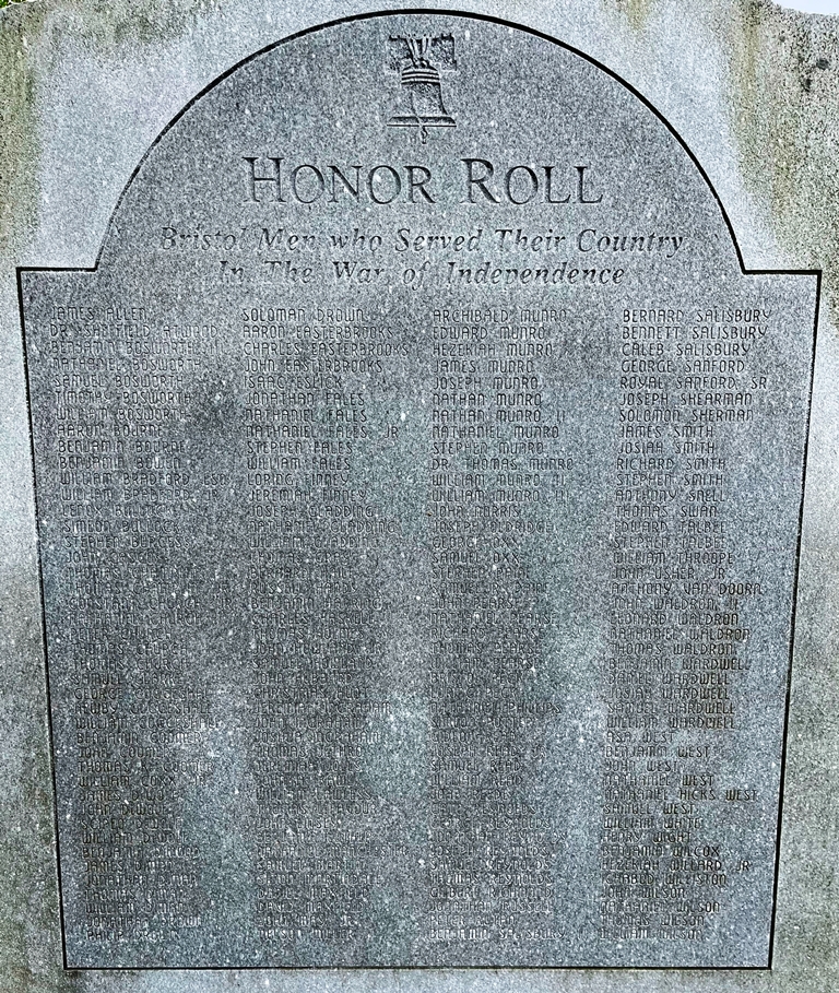BRISTOL HONOR ROLL WAR OF INDEPENDENCE MEMORIAL PLAQUE