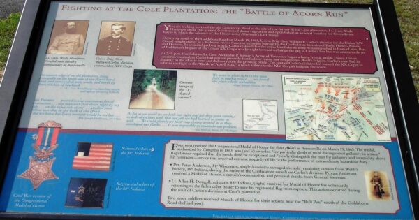 FIGHTING AT THE COLE PLANTATION WAR MEMORIAL PANEL