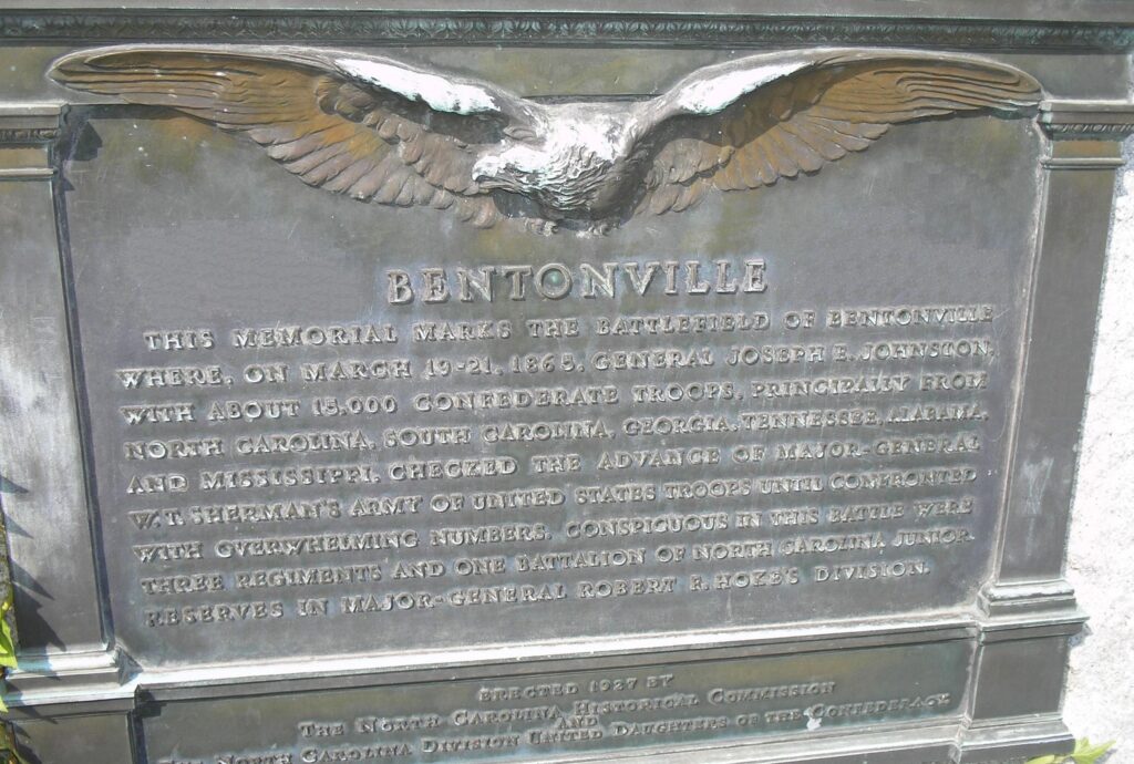 BENTONVILLE CIVIL WAR MEMORIAL PLAQUE