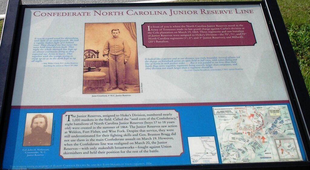 CONFEDERATE NORTH CAROLINA JUNIOR RESERVE LINE MEMORIAL PANEL
