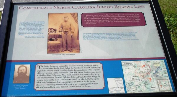 CONFEDERATE NORTH CAROLINA JUNIOR RESERVE LINE MEMORIAL PANEL