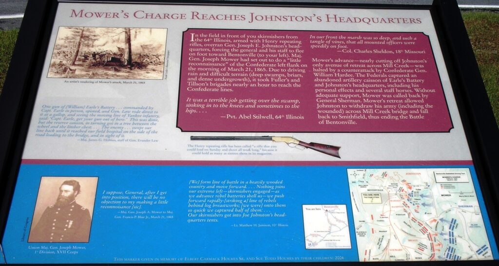 MOWER’S CHARGE REACHES JOHNSTON’S HEADQUARTERS WAR MEMORIAL PANEL