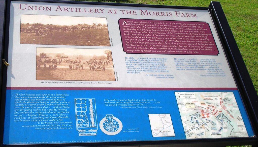 UNION ARTILLERY AT THE MORRIS FARM WRA MEMORIAL PANEL