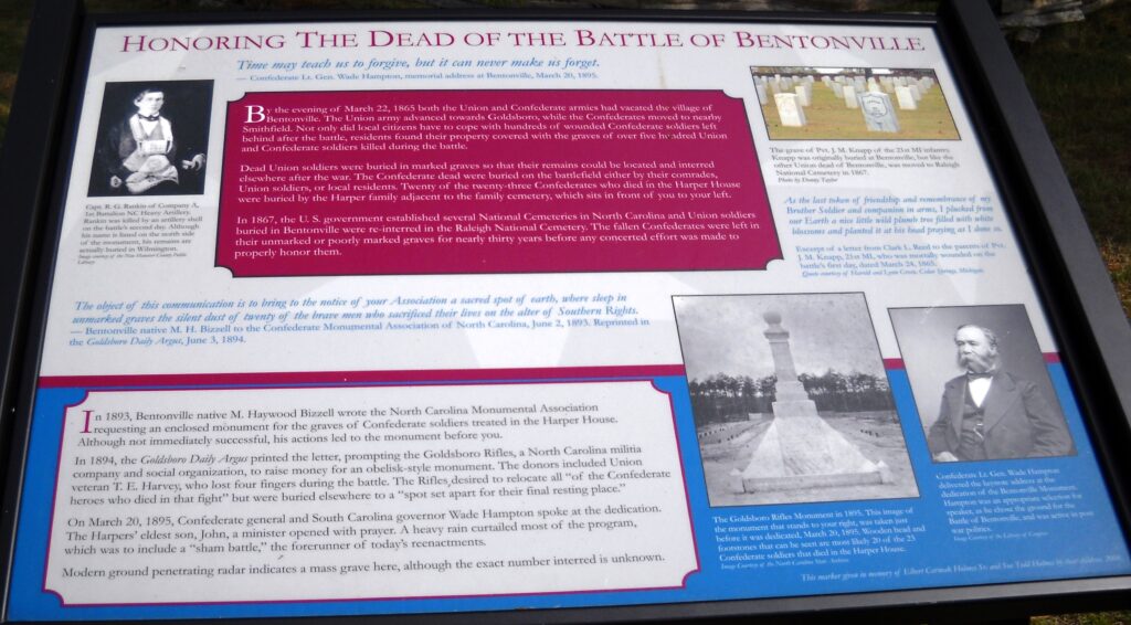 HONORING THE DEAD OF THE BATTLE OF BENTONVILLE WAR MEMORIAL PANEL