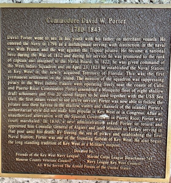 COMMODORE DAVID W. PORTER MEMORIAL PLAQUE