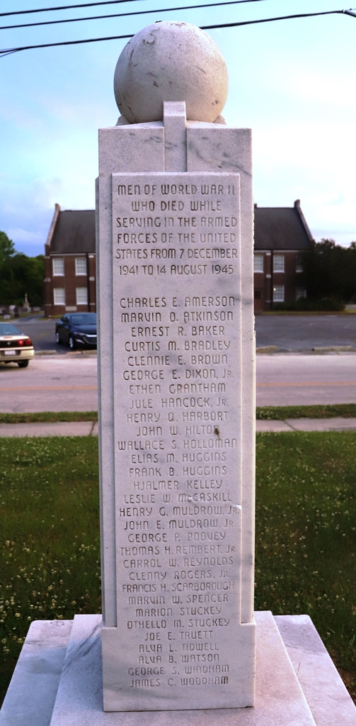 LEE COUNTY WORLD WAR I AND II SUPREME SACRIFICE MEMORIAL SIDE D