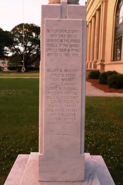 LEE COUNTY WORLD WAR I AND II SUPREME SACRIFICE MEMORIAL SIDE B