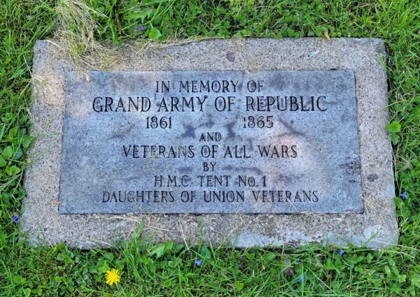 GRAND ARMY OF REPUBLIC AND VETERANS OF ALL WARS MEMORIAL FLAGPOLE STONE