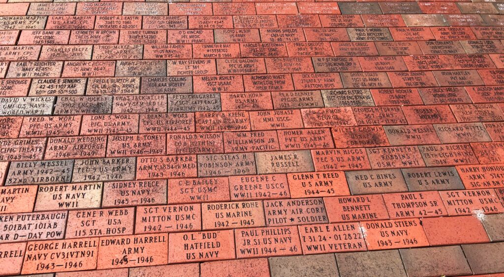 WAYNE COUNTY WORLD WAR II MEMORIAL BRICKS SECTION D