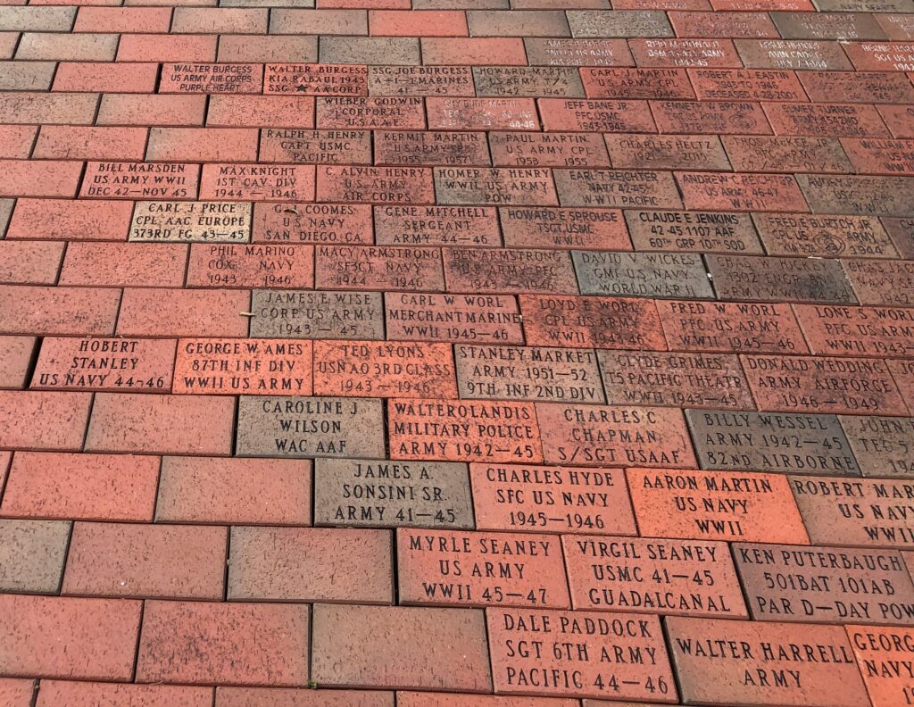 WAYNE COUNTY WORLD WAR II MEMORIAL BRICKS SECTION A