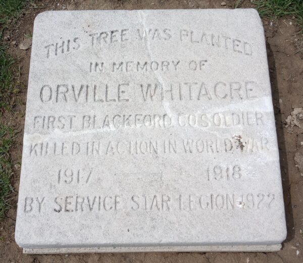 ORVILLE WHITACRE WAR MEMORIAL TREE STONE