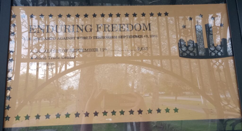 ENDURING FREEDOM WAR MEMORIAL PLAQUE