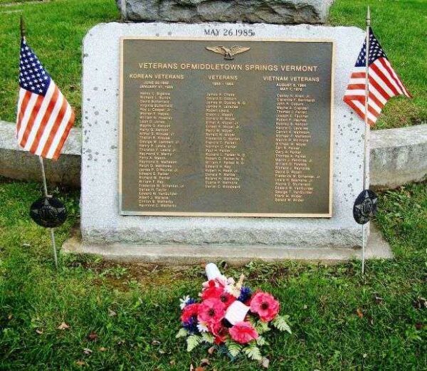 MIDDLETOWN SPRINGS KOREAN AND VIETNAM WARS MEMORIAL
