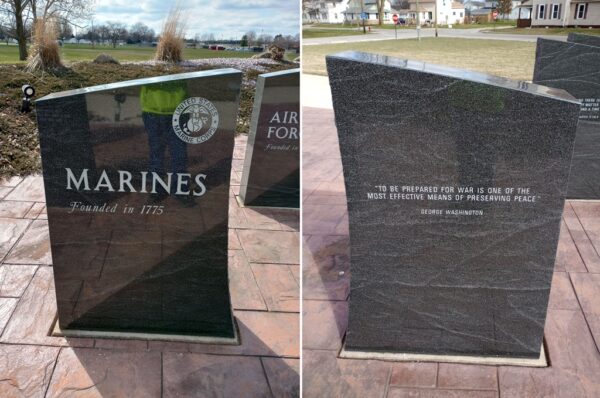 HICKSVILLE HONORING ALL VETERANS MEMORIAL STONE C FRONT & BACK