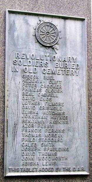 MIDDLETOWN SPRINGS REVOLUTIONARY WAR MEMORIAL PLAQUE