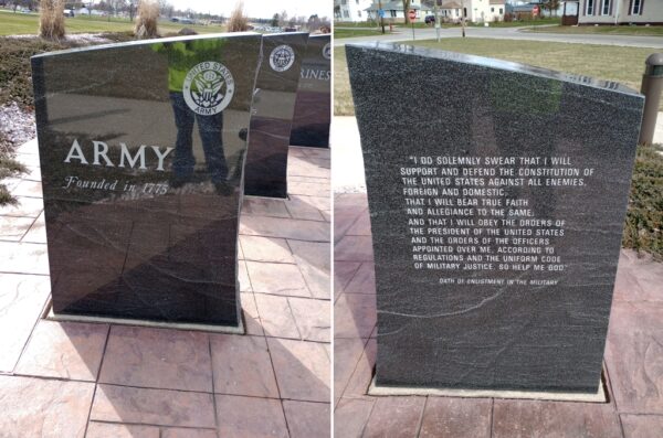 HICKSVILLE HONORING ALL VETERANS MEMORIAL STONE A FRONT & BACK