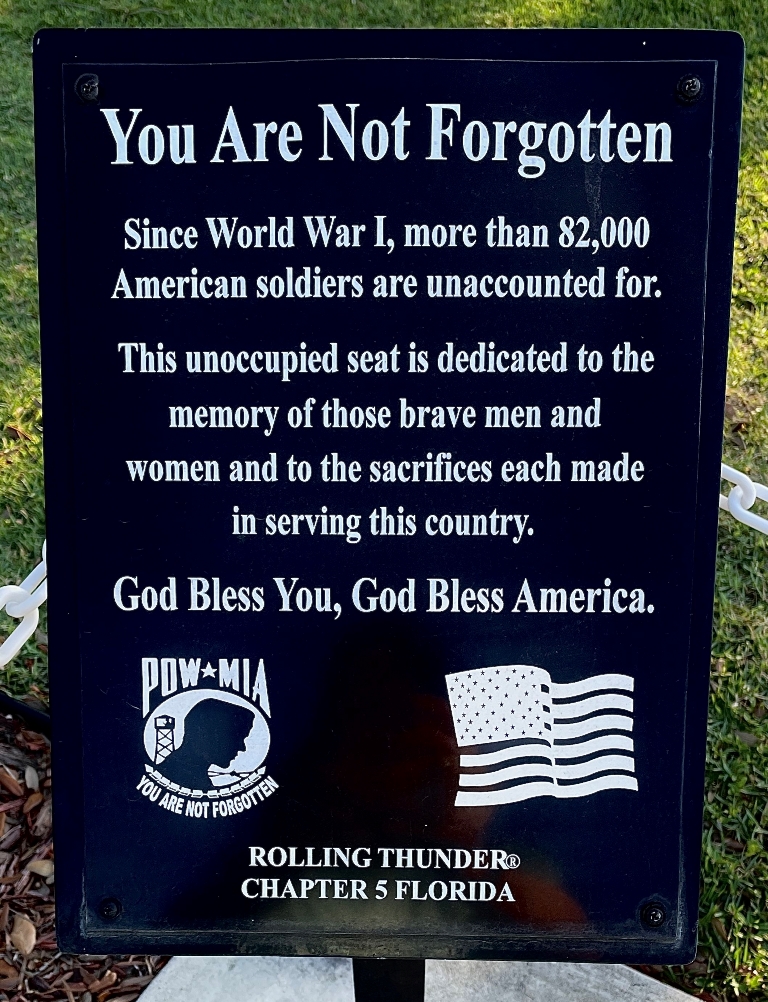 ATTICA POW-MIA MEMORIAL CHAIR PLAQUE