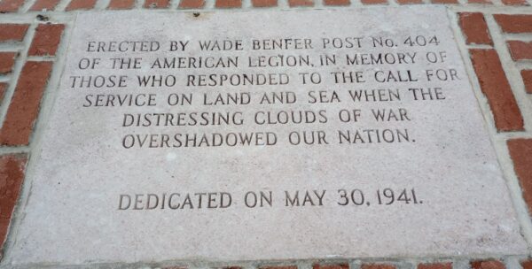 WADE BENFER POST NO. 404 VETERANS MEMORIAL FLAGPOLE STONE A