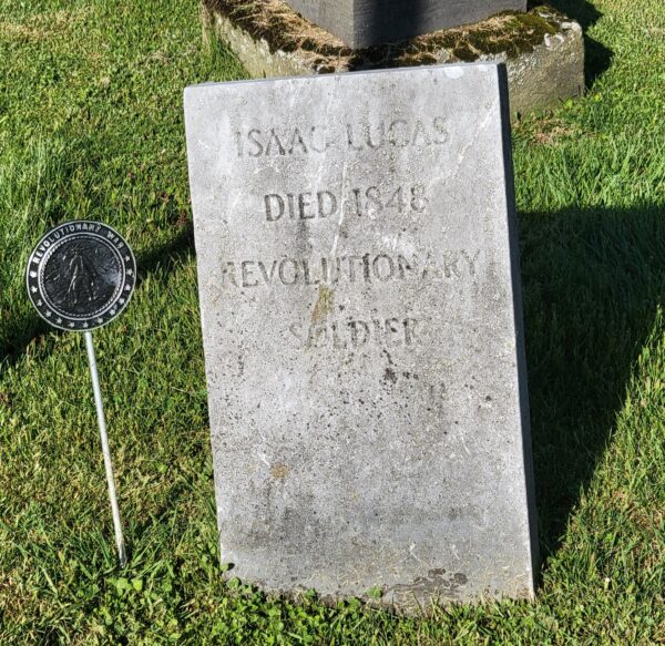 ISAAC LUCAS REVOLUTIONARY WAR SOLDIER MEMORIAL CEMETERY STONE