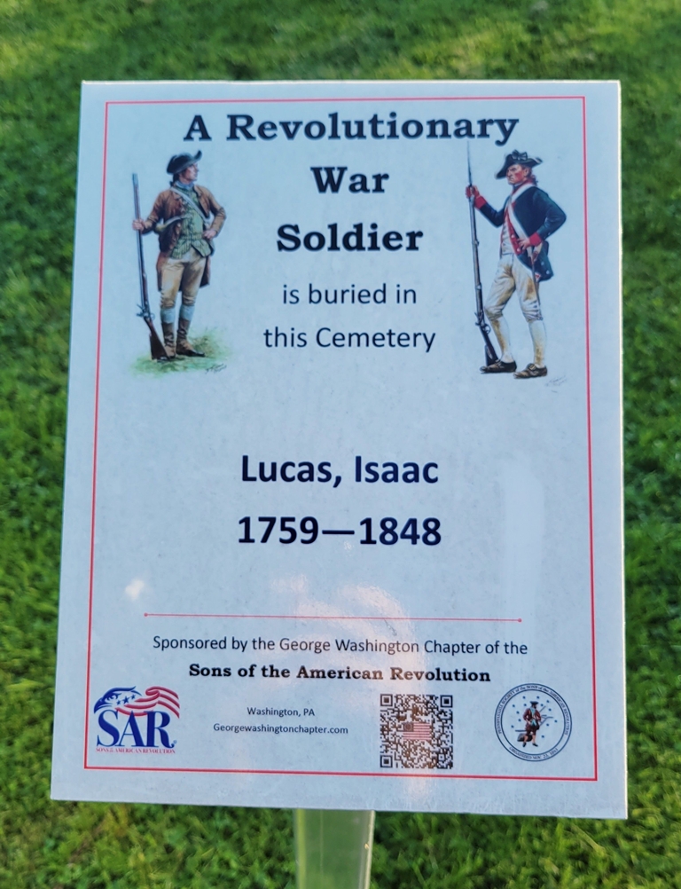 A REVOLUTIONARY WAR SOLDIER BURIED IN WEST FINLEY CEMETERY MEMORIAL PLAQUE