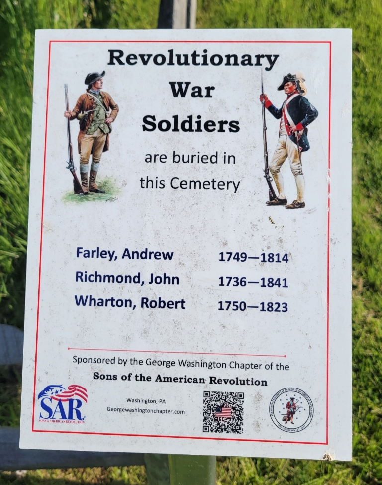 REVOLUTIONARY WAR SOLDIERS BURIED IN SALEM METHODIST CHURCH CEMETERY MEMORIAL PLAQUE