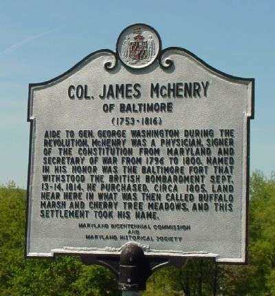 COL. JAMES MCHENRY OF BALTIMORE MEMORIAL MARKER