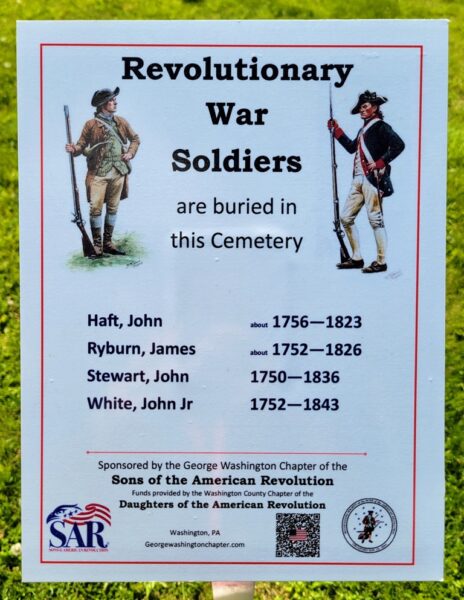 REVOLUTIONARY WAR SOLDIERS BURIED IN CHARTIERS CROSSROADS CEMETERY MEMORIAL PLAQUE