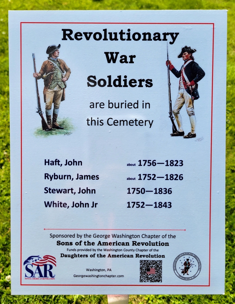 REVOLUTIONARY WAR SOLDIERS BURIED IN CHARTIERS CROSSROADS CEMETERY MEMORIAL PLAQUE