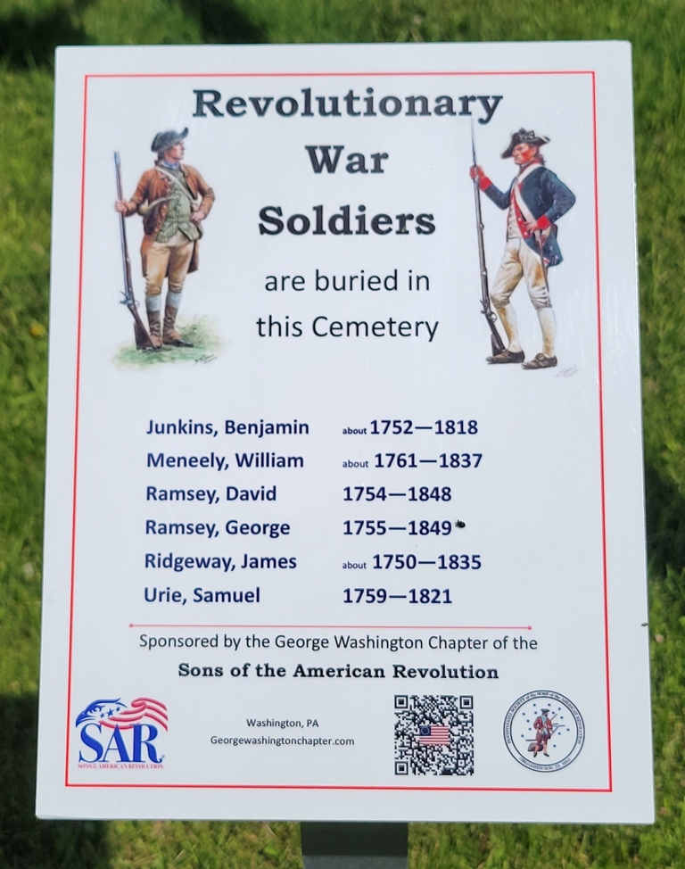 REVOLUTIONARY WAR SOLDIERS BURIED IN GROVE PRESBYTERIAN CHURCH CEMETERY MEMORIAL PLAQUE