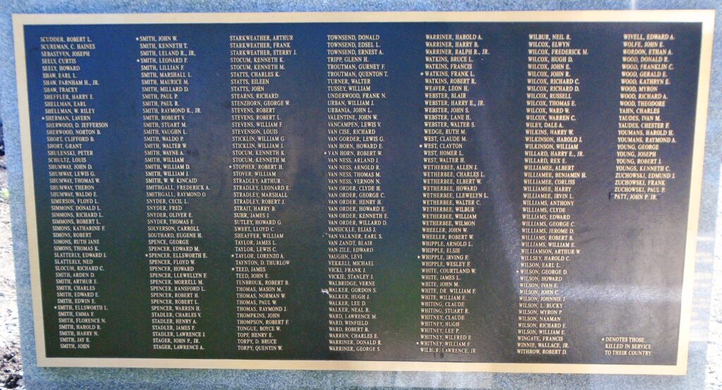 WELLSBORO AND AREA VETERANS OF WORLD WAR II MEMORIAL PLAQUE E