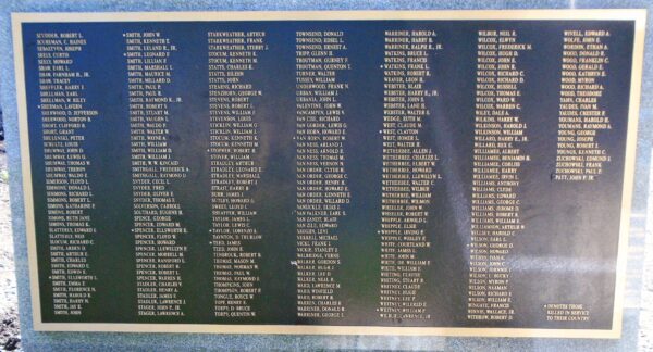 WELLSBORO AND AREA VETERANS OF WORLD WAR II MEMORIAL PLAQUE E