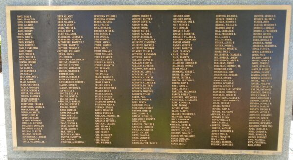 WELLSBORO AND AREA VETERANS OF WORLD WAR II MEMORIAL PLAQUE C