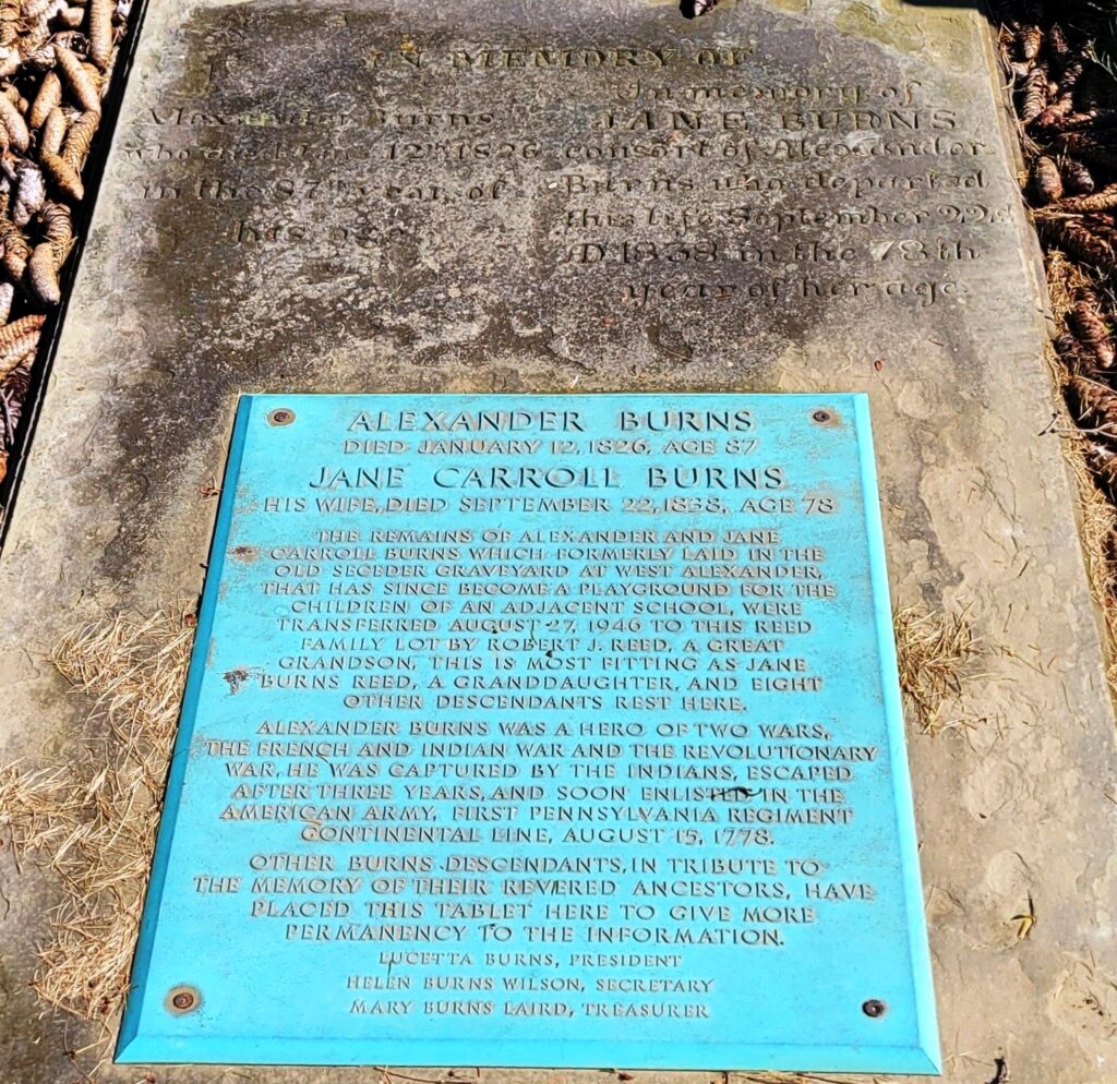ALEXANDER BURNS REVOLUTIONARY WAR SOLDIER MEMORIAL CEMETERY STONE