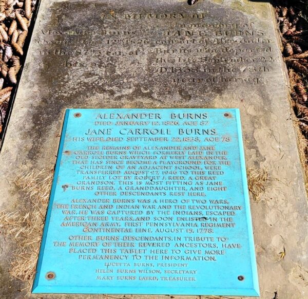 ALEXANDER BURNS REVOLUTIONARY WAR SOLDIER MEMORIAL CEMETERY STONE
