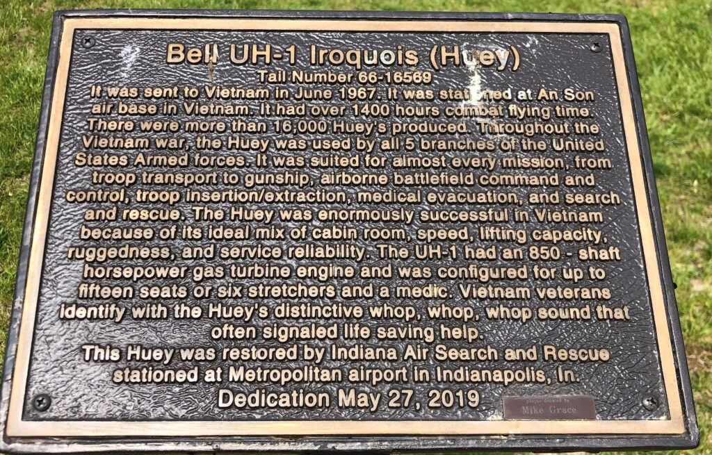 BELL UH-1 IROQUOIS (HUEY) MEMORIAL AIRCRAFT PLAQUE