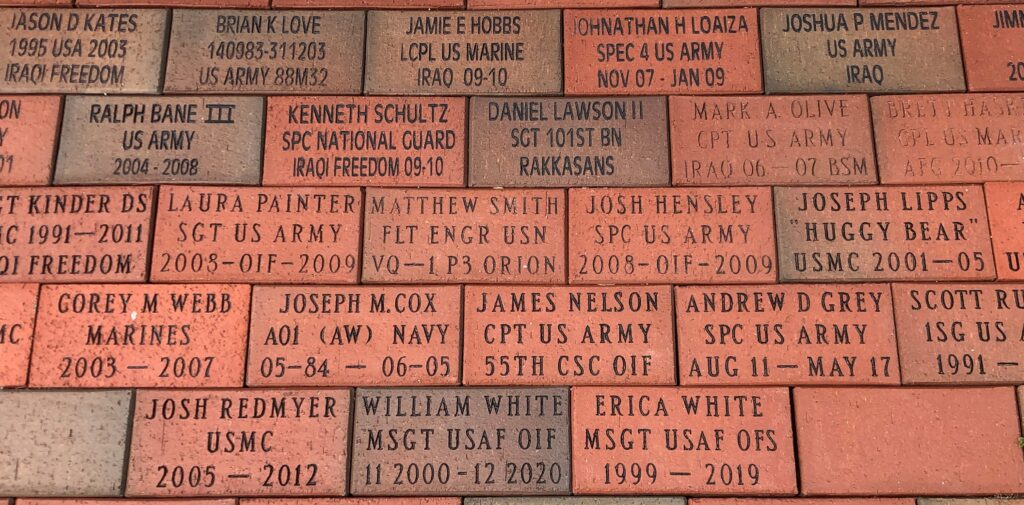 WAYNE COUNTY OPERATION IRAQI FREEDOM AND OPERATION ENDURING FREEDOM MEMORIAL BRICKS SECTION B