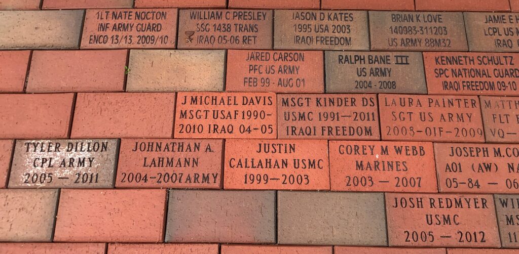 WAYNE COUNTY OPERATION IRAQI FREEDOM AND OPERATION ENDURING FREEDOM MEMORIAL BRICKS SECTION A