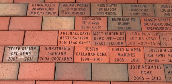 WAYNE COUNTY OPERATION IRAQI FREEDOM AND OPERATION ENDURING FREEDOM MEMORIAL BRICKS SECTION A