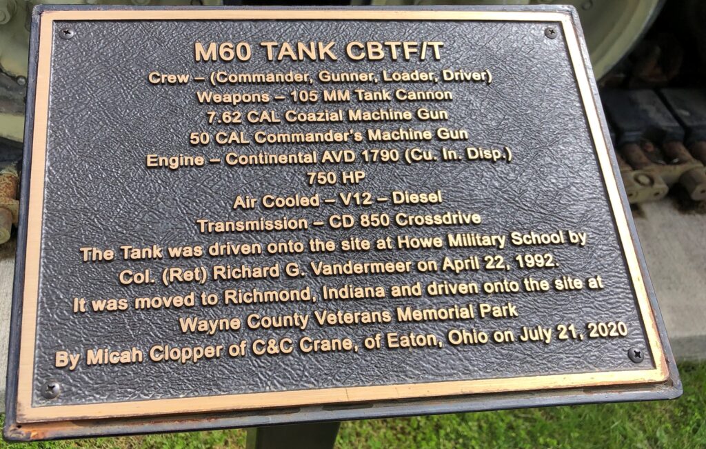 M60 TANK CBTF/T MEMORIAL PLAQUE
