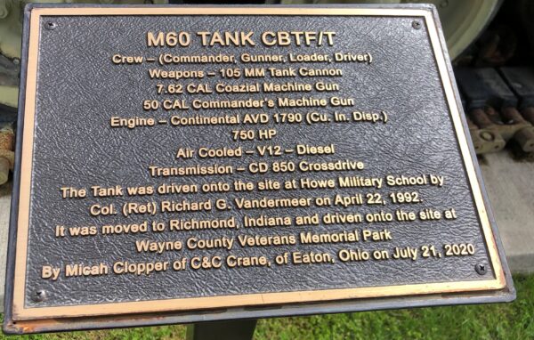 M60 TANK CBTF/T MEMORIAL PLAQUE