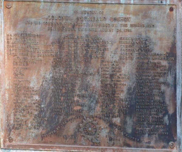 COLONEL ARCHIBALD LOCHRY MASSACRE MEMORIAL PLAQUE