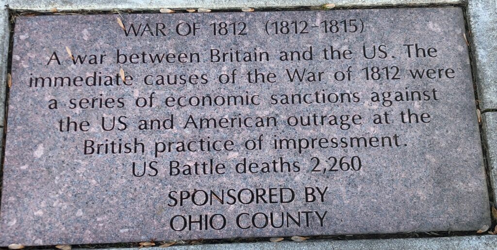 WAR OF 1812 (1812-1815) MEMORIAL TABLET