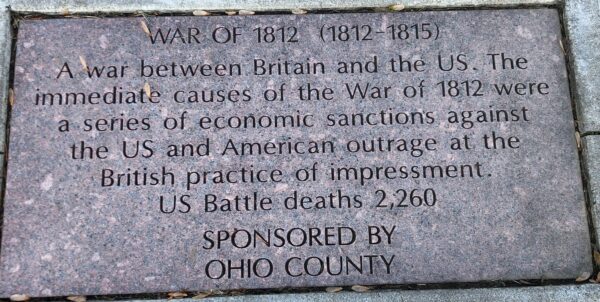WAR OF 1812 (1812-1815) MEMORIAL TABLET